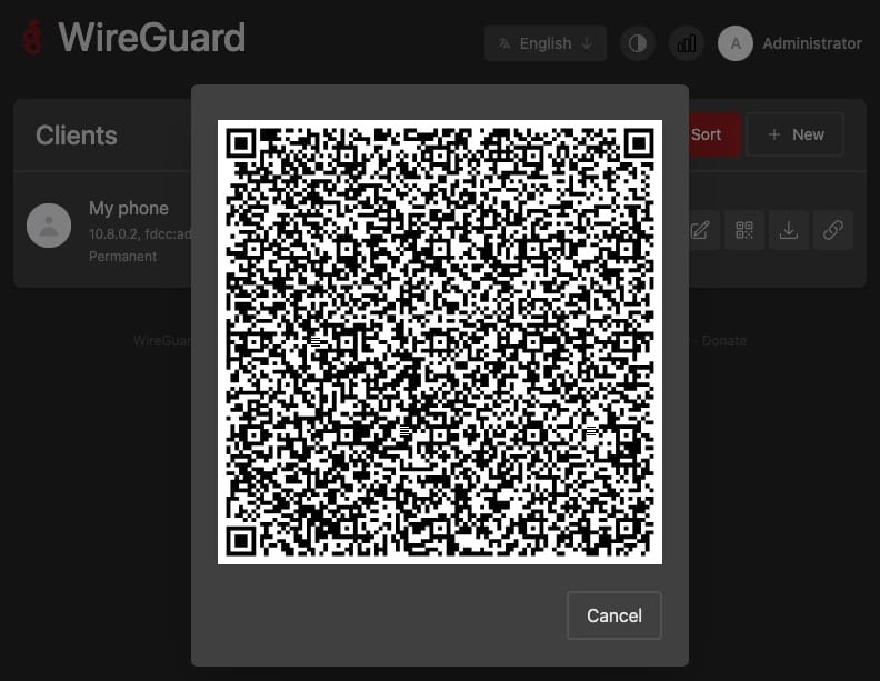 wg-easy connecting new device
