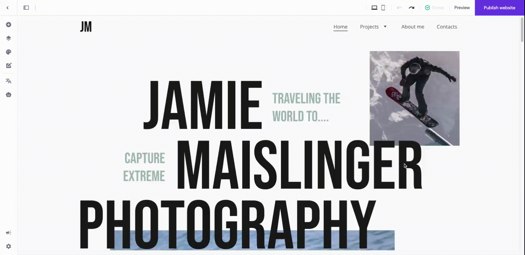 Resizing elements in Hostinger Website Builder