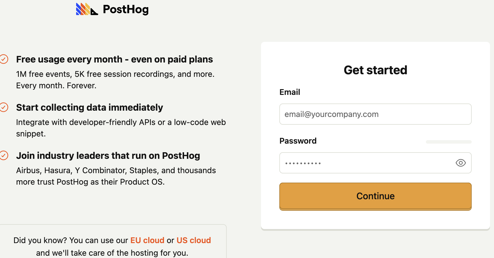 Account creation on PostHog