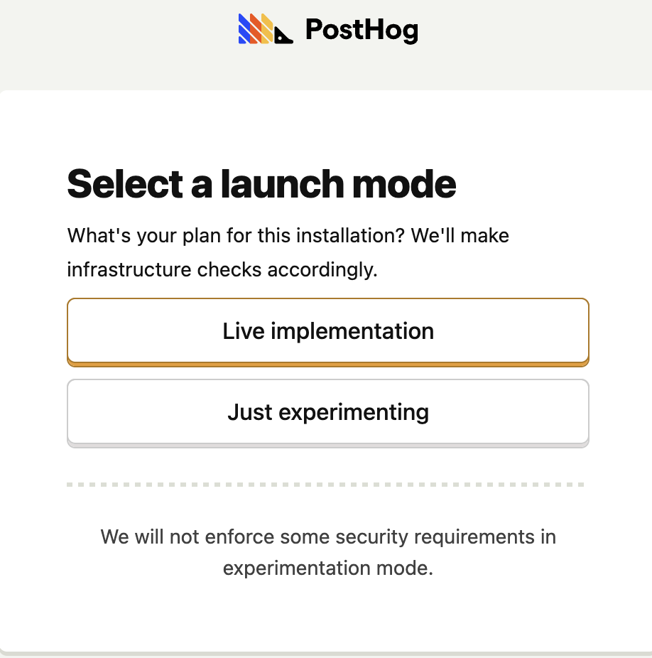 PostHog welcome screen