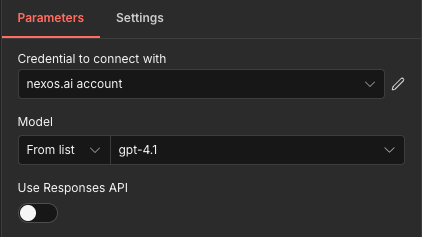 Response API toggle in n8n