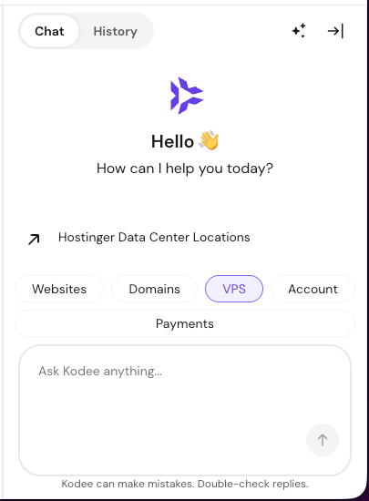The Kodee chat widget on hPanel