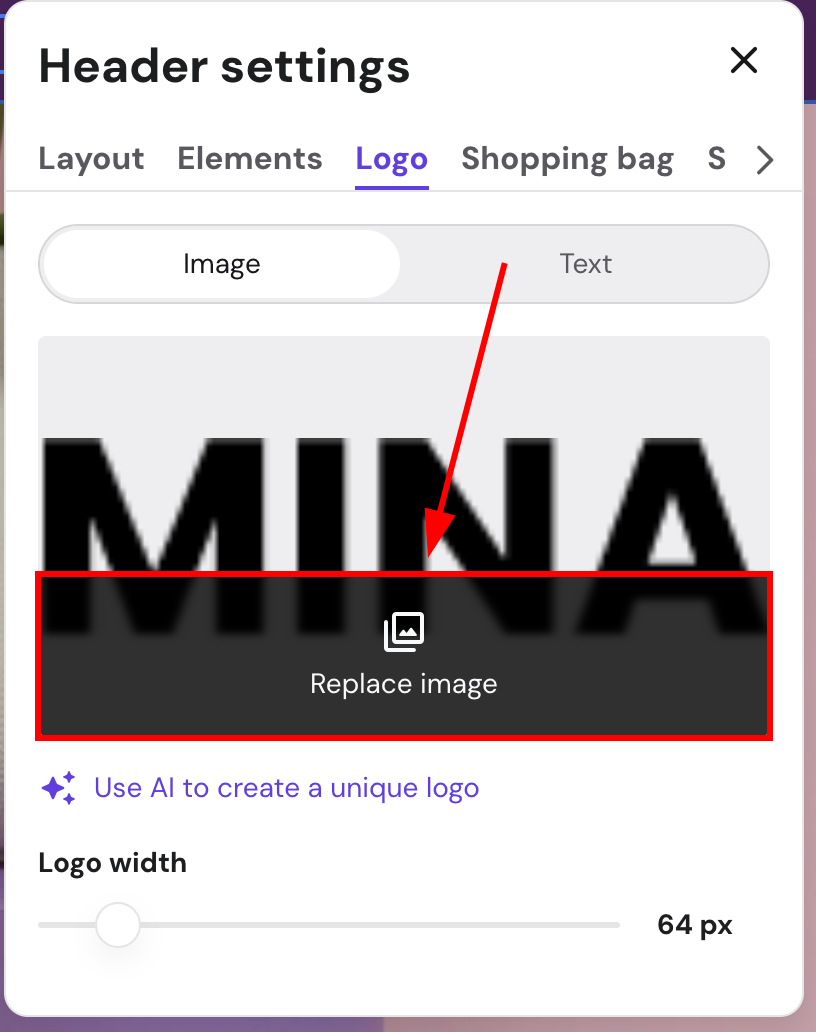 Logo settings in Hostinger Website Builder