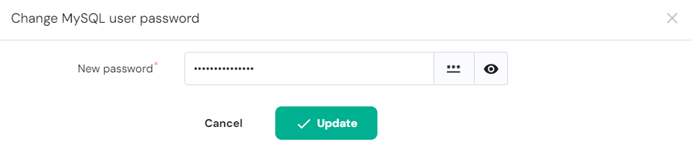 The new database password creation window in hPanel