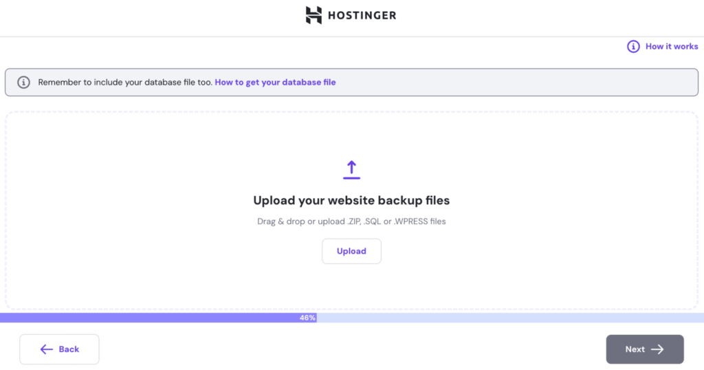 Panel to migrate offline website with backup files