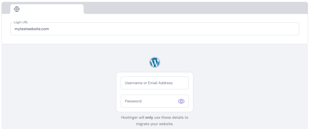 Panel to migrate WordPress website