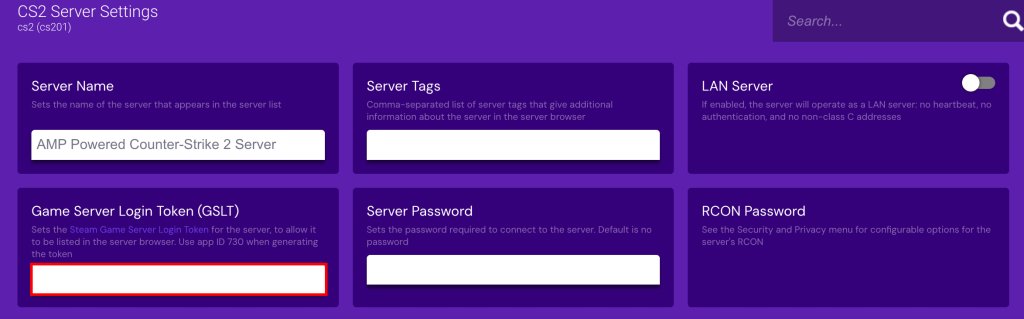 CS2 server settings on game panel Hostinger
