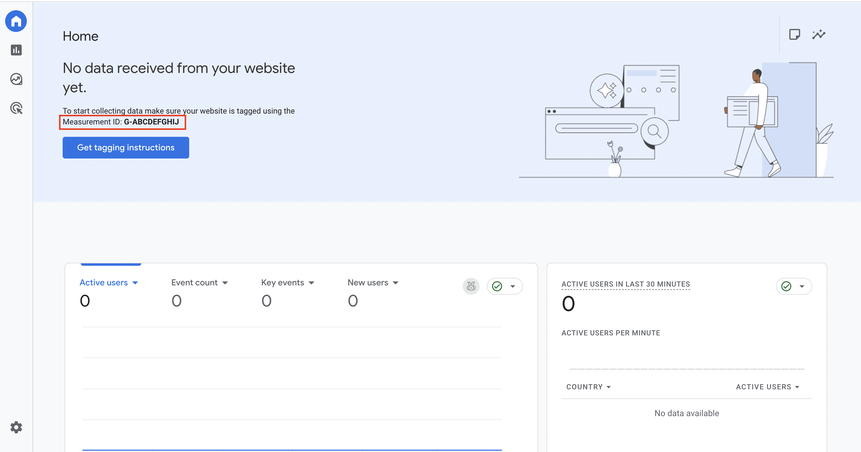 Measurement ID example on Google Analytics dashboard