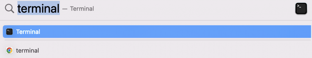 Ventana del Finder que muestra los resultados de búsqueda del terminal
