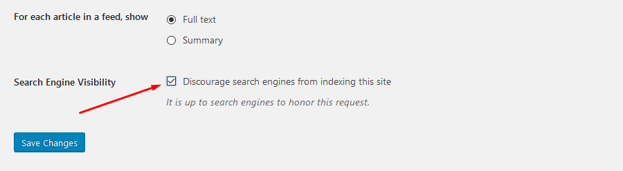 Wordpress Discourage search engines from indexing this site