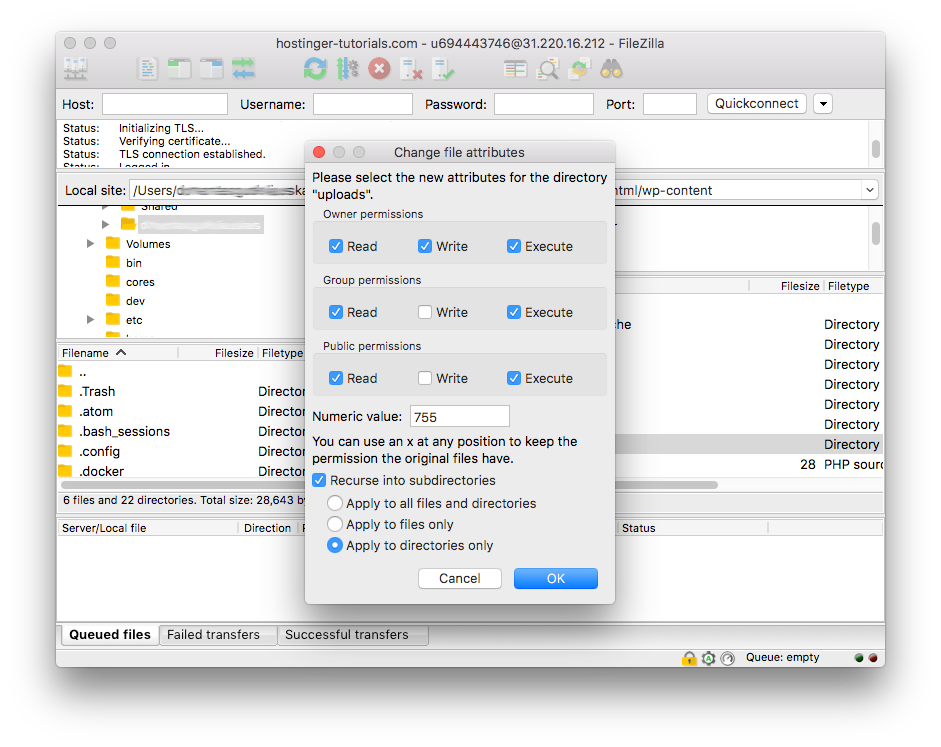 Fixing Upload:Failed to Write File to Disk with FileZilla