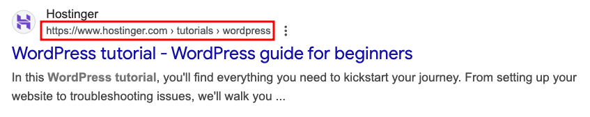 An example of a permalink in SERP