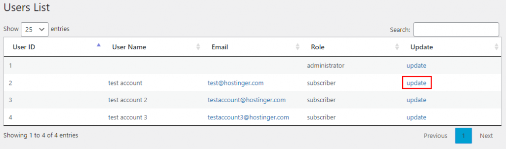 List of usernames in Username Updater plugin