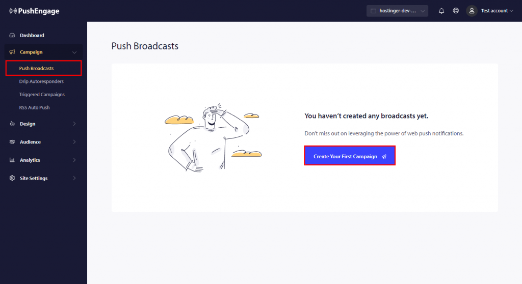 Push Broadcast feature on PushEngage dashboard