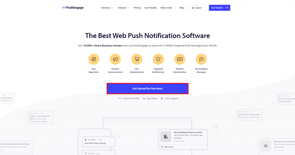 PushEngage homepage