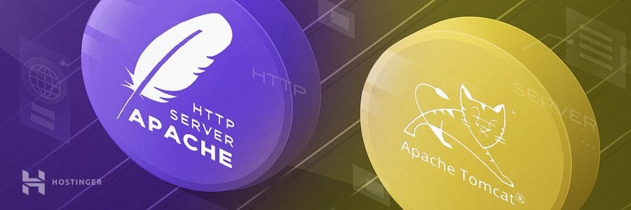 Custom graphic illustrating Apache vs. Tomcat