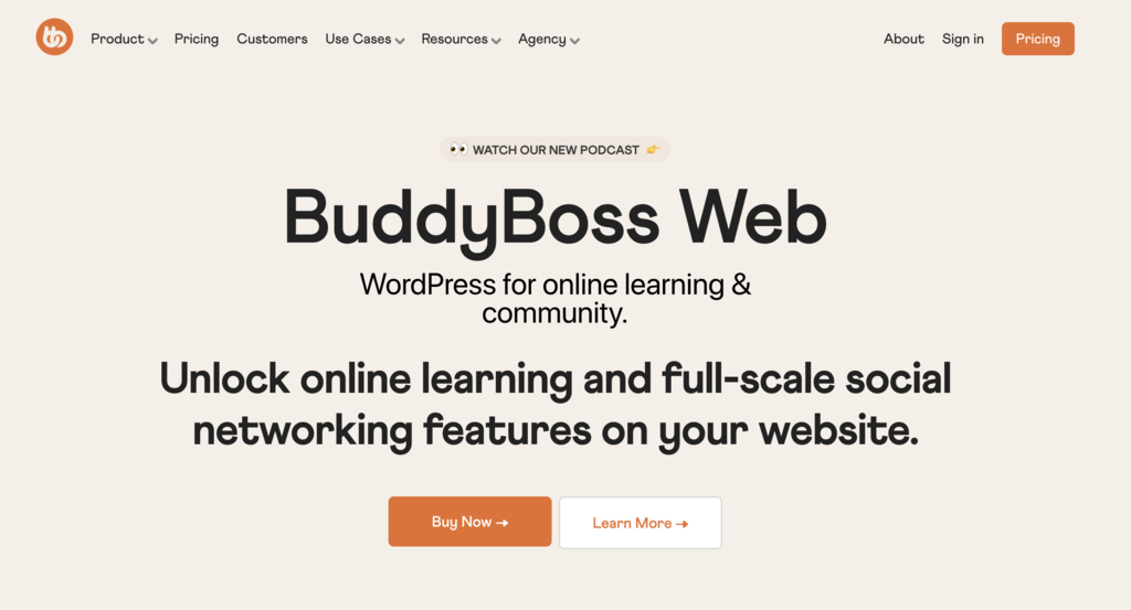 BuddyBoss website landing page