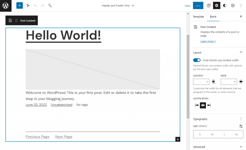 WordPress.com site editor interface