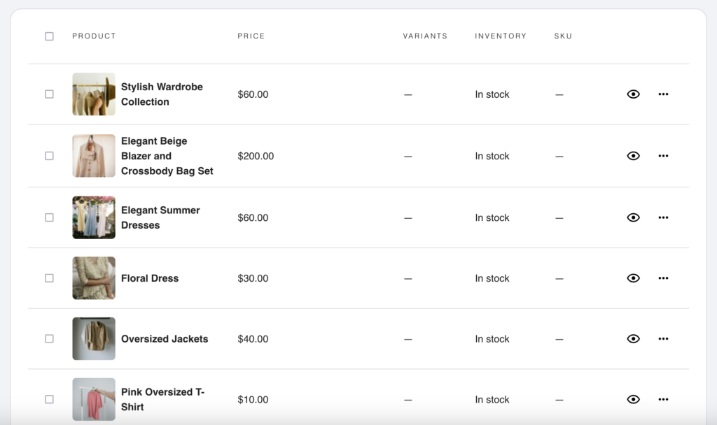 Hostinger Website Builder store manager products page