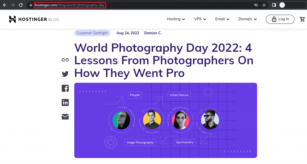 Hostinger Blog example