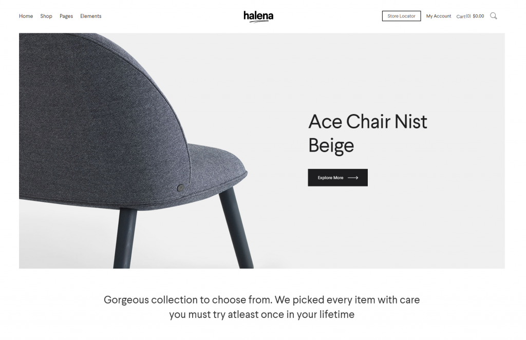 Thème WordPress d'e-commerce Halena