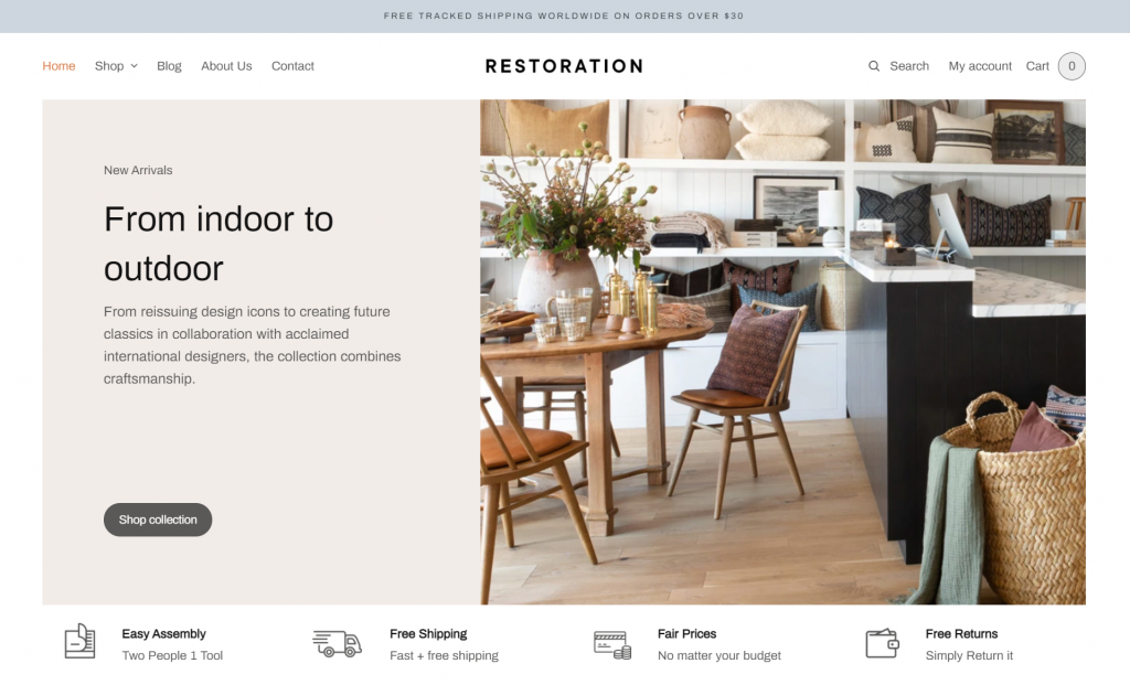 Thème WordPress d'e-commerce Restoration