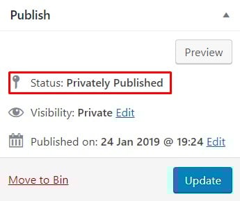 privately published status for private post