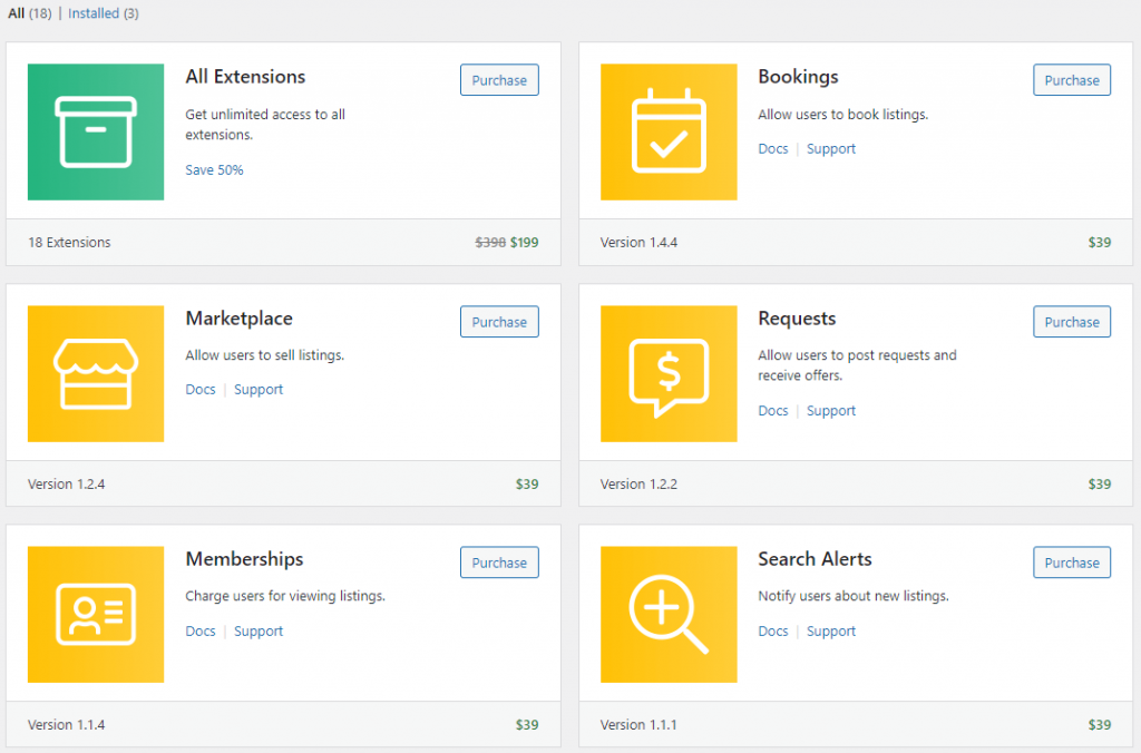 HivePress WordPress admin page, showing the extension options