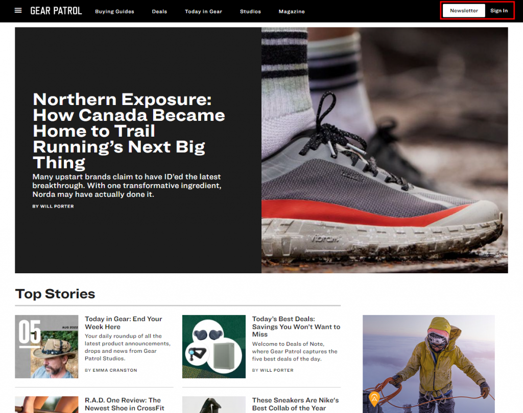 Gear Patrol homepage