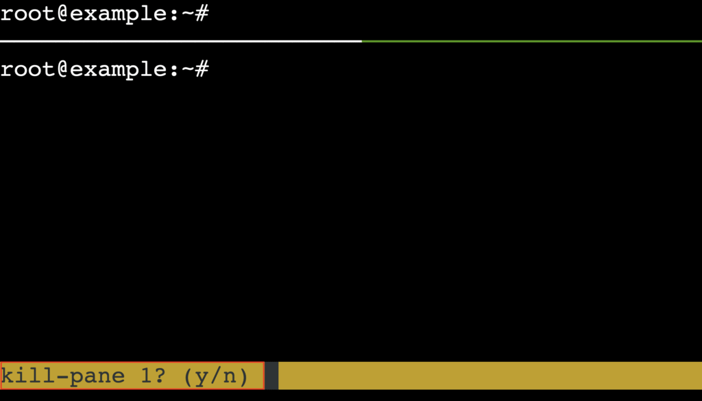 tmux confirmation prompt for killing a pane highlighted