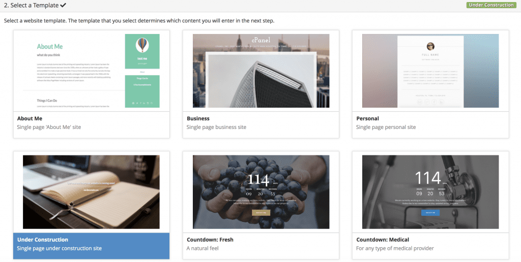 choose the template to use