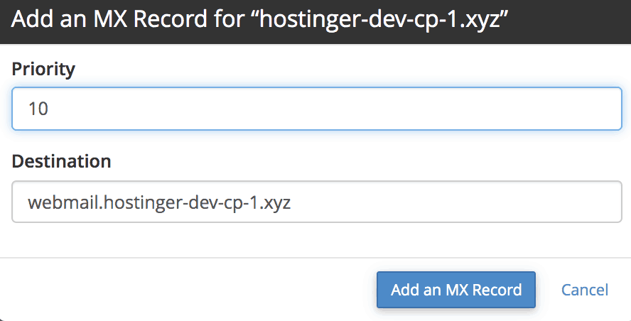 add mx record in cpanel