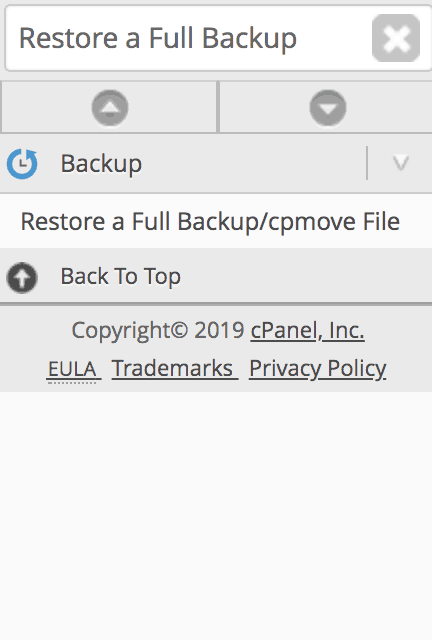 Restore a Full Backup/cpmove File tool in whm