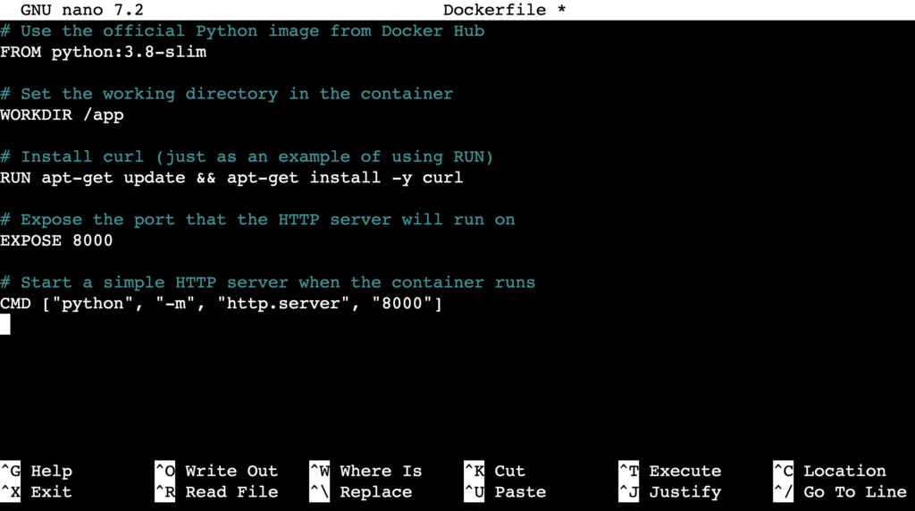A sample Dockerfile content