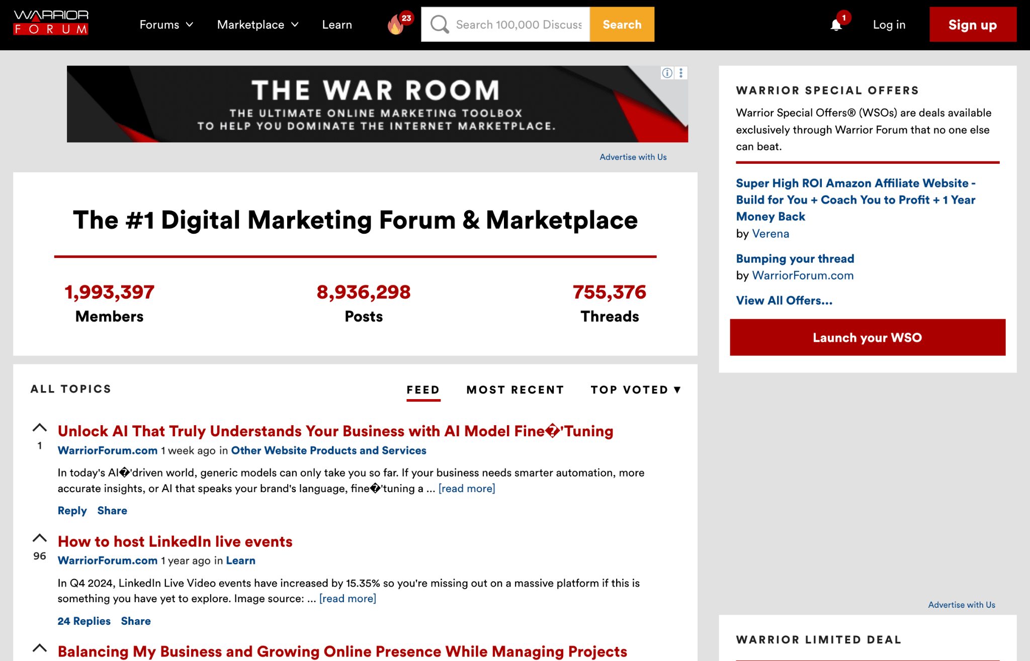 Homepage of Warrior Forum