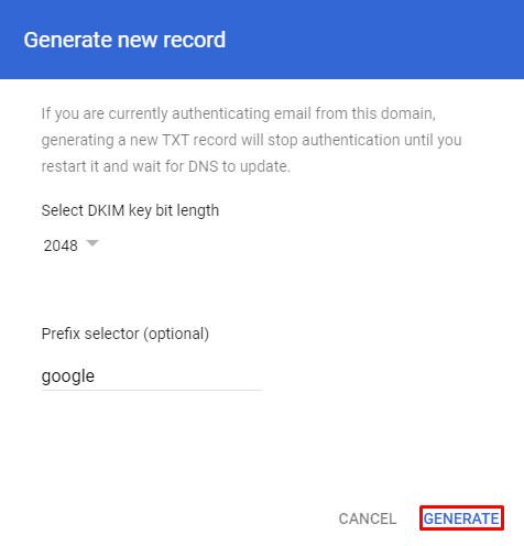 Screenshot showcasing the Generate button