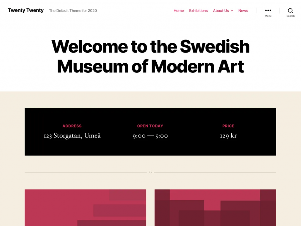 Screenshot of Twenty Twenty WordPress theme