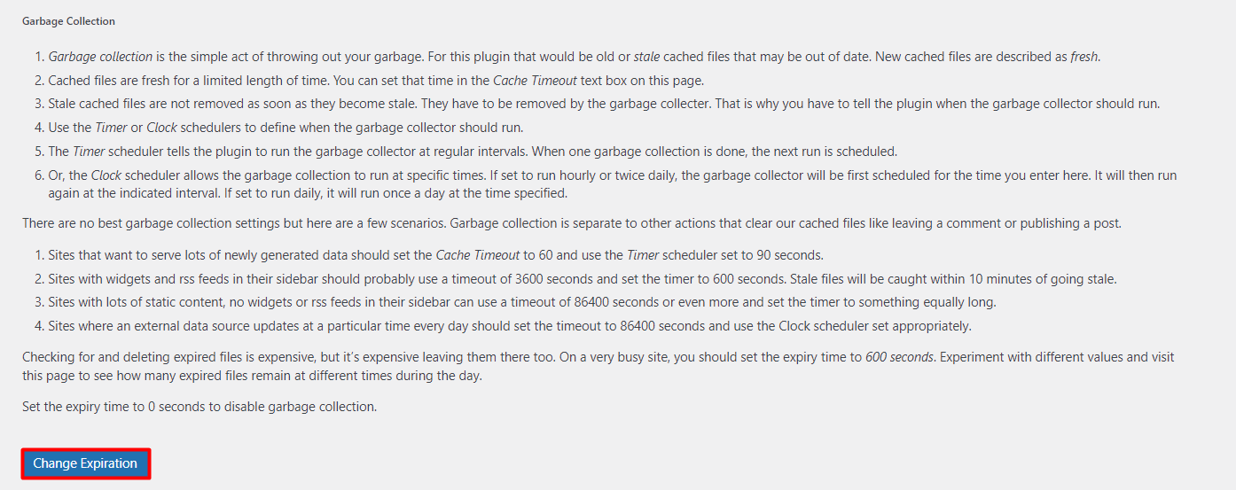 change expiration option