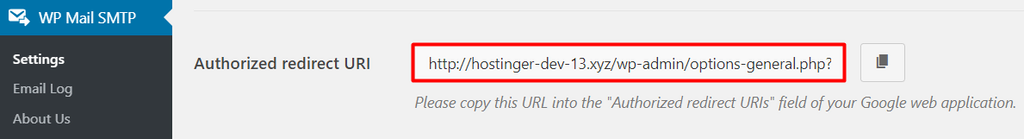 Otorisasi redirect URI pada pengaturan WP Mail SMTP