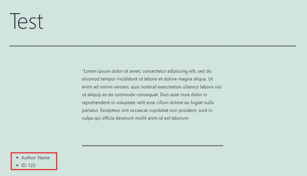 An author custom field displayed under a post