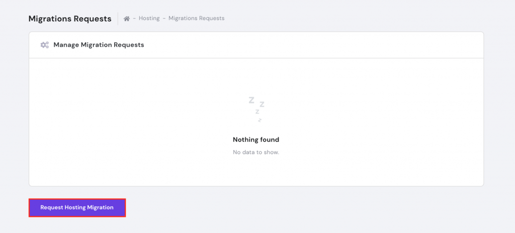 request hosting migration