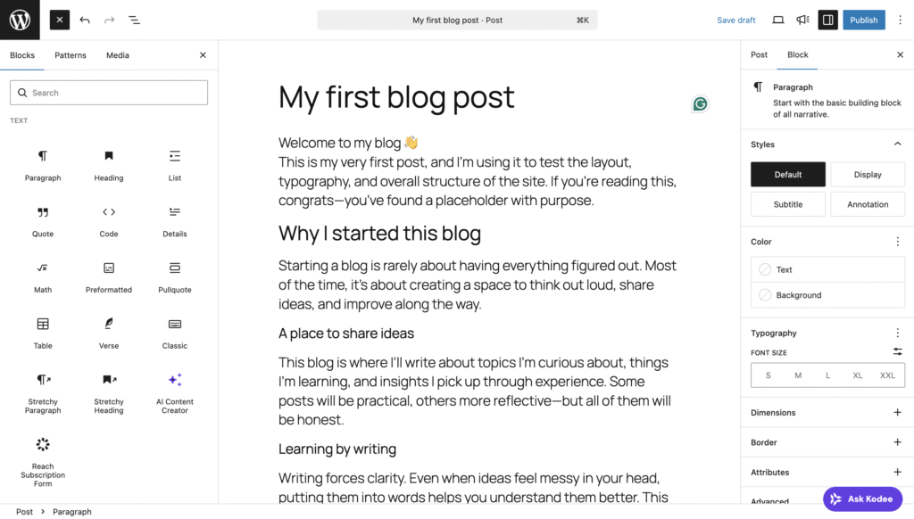 WordPress blocks library