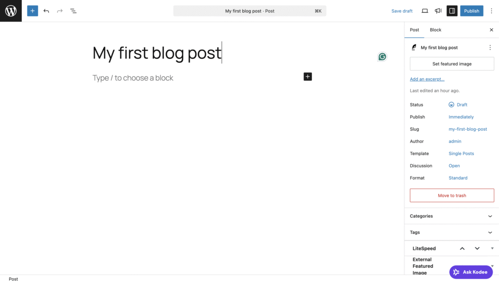 An example of a WordPress post title