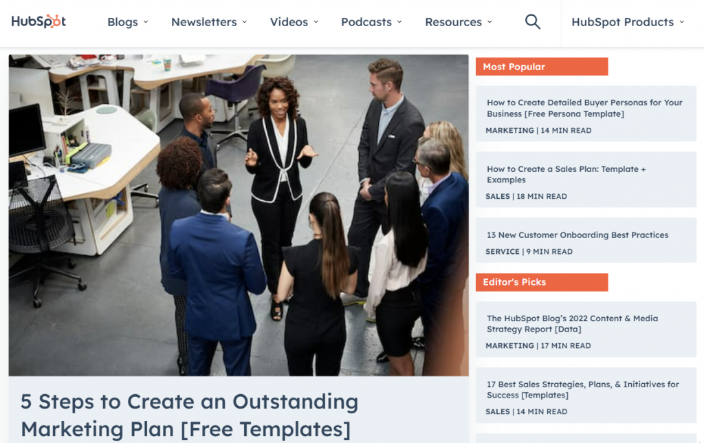 The Blog of HubSpot, a marketing software company