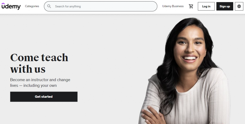 Udemy website, a platform to sell your online course