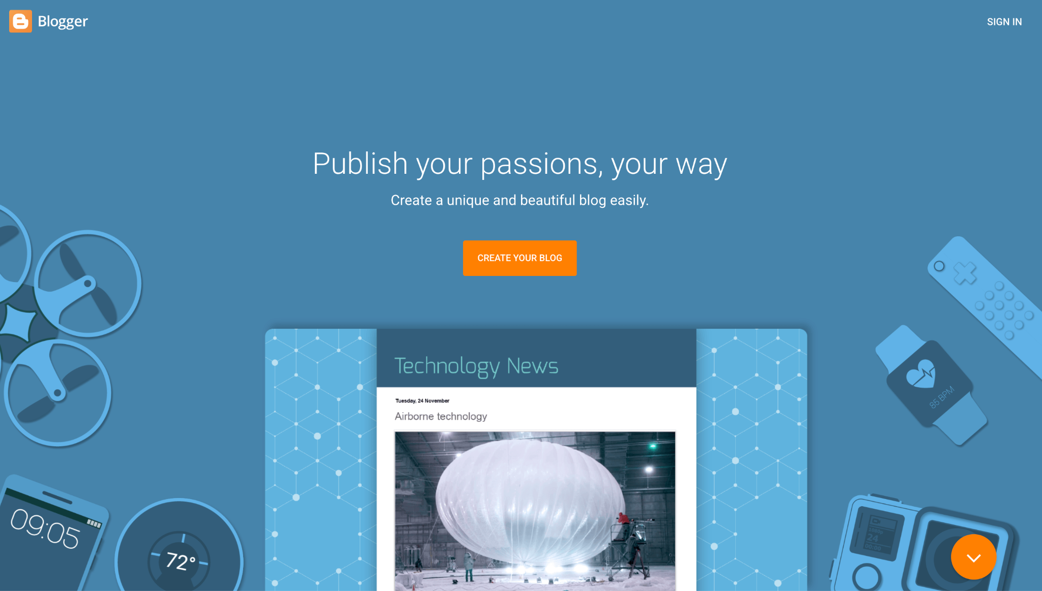 Blogger landing page