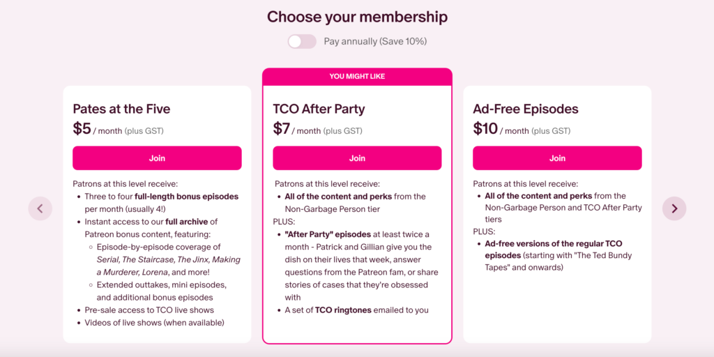 True crime obsessed patreon page