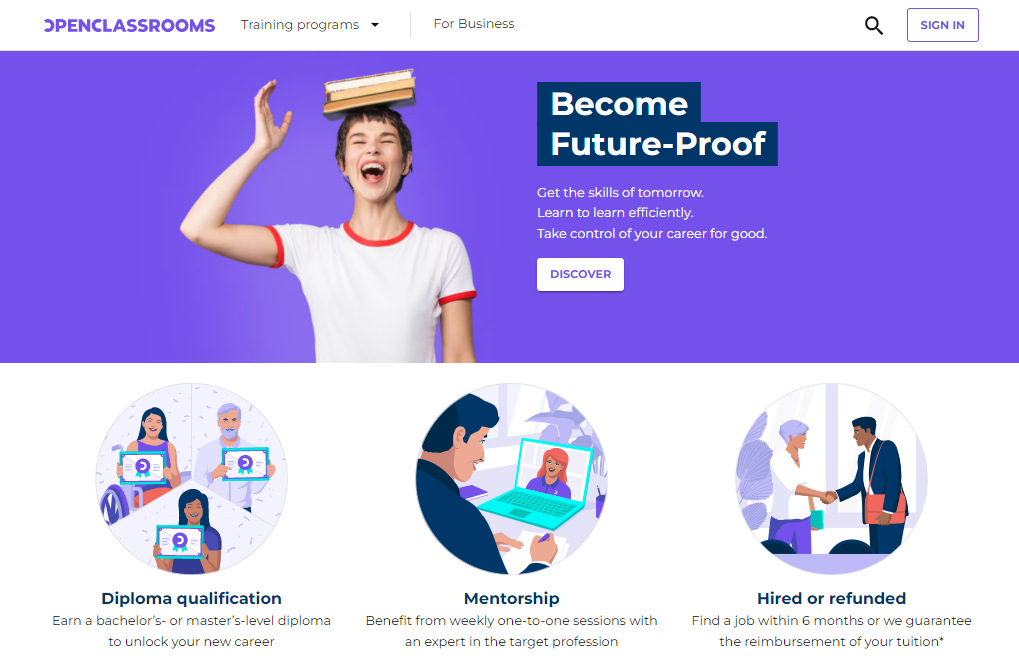 OpenClassrooms website homepage