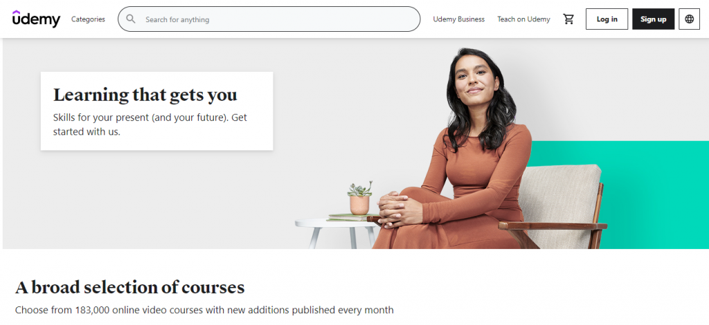 Udemy website homepage