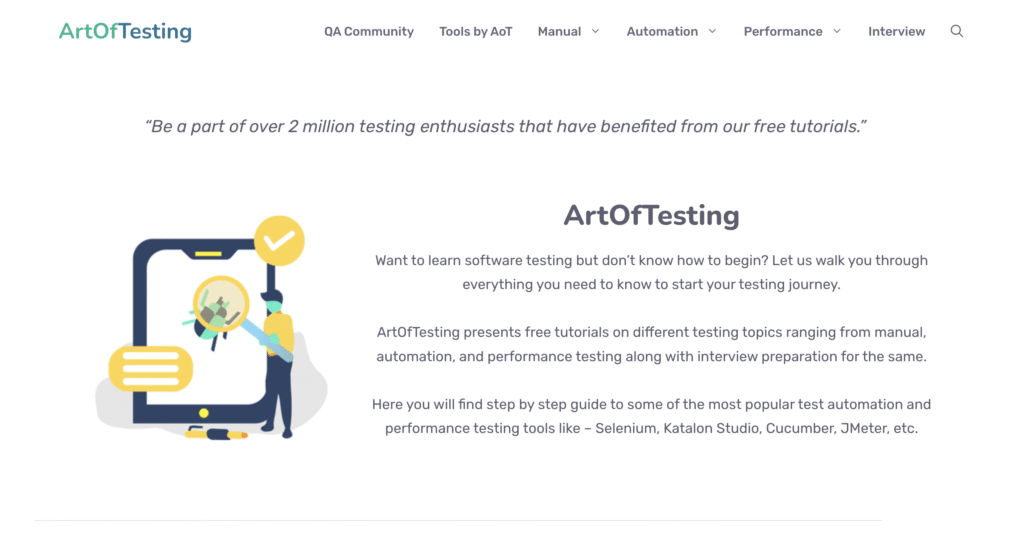 ArtOfTesting website homepage